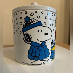 Peanuts Holiday Ceramic Canister with Snoopy & Woodstock